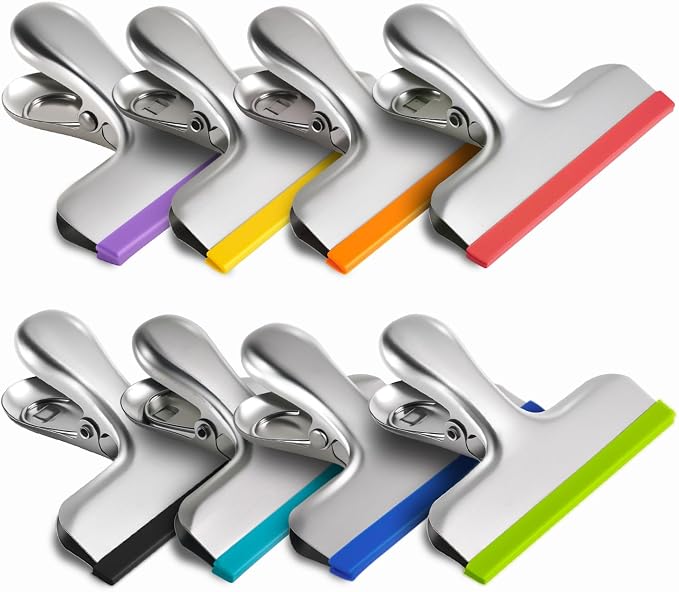 HOUSE AGAIN 8 Pack Stainless Steel Chip Bag Clips Covered by HOUSEAGAIN