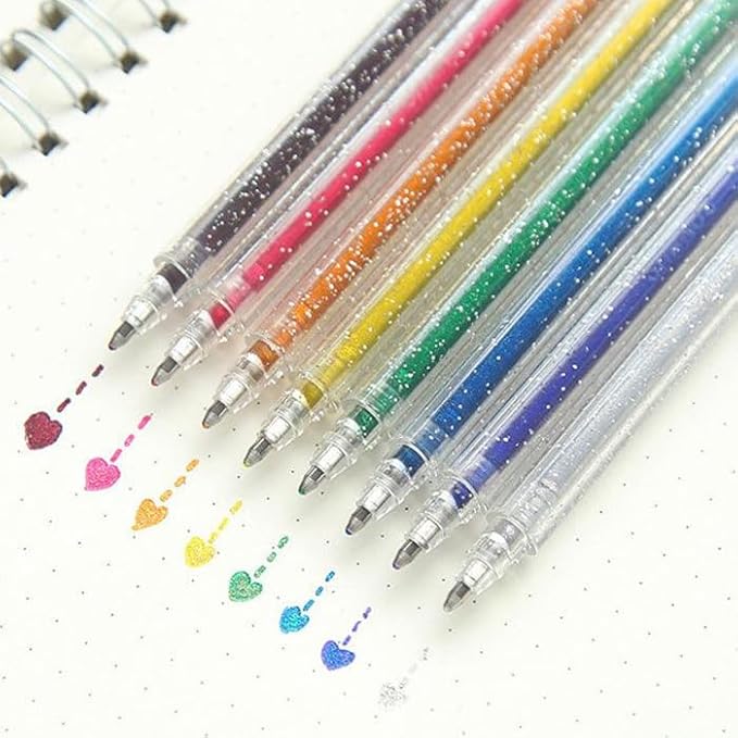 Grabie Capped Glitter Gel Pens, 12 Colors Metallic Sparkle Gel Ink Pens - Image 2