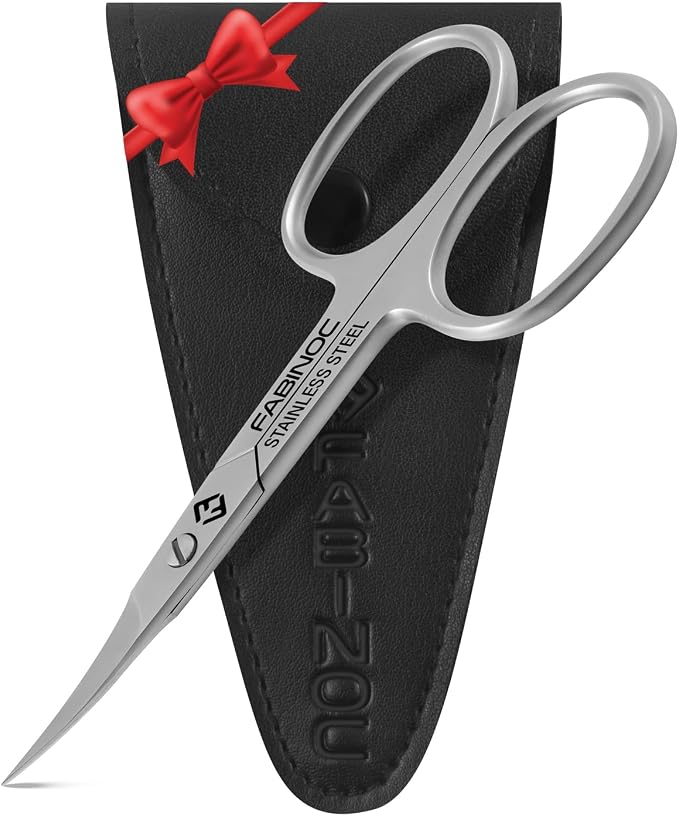 Fine Curved Cuticle Scissors for Nails – German Quality Stainless Steel – by FABINOC