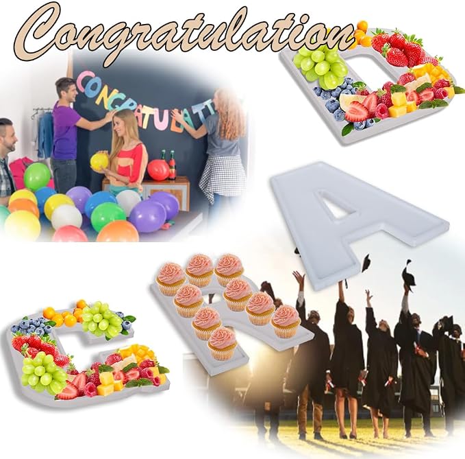 MRPAPA Grad Fillable Charcuterie Boards 4PCS Letter 12Inch White Serving Tray - Image 5