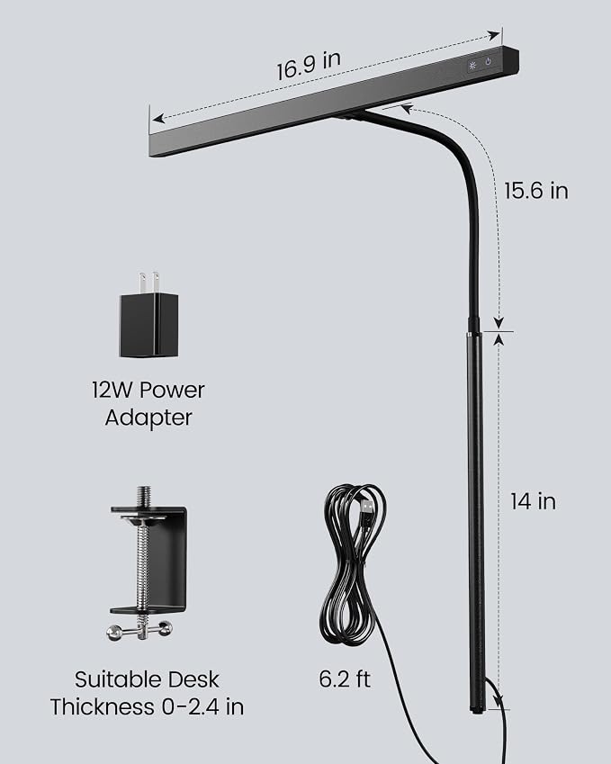SUPERDANNY LED Desk Lamp for Office Home, Eye-Caring Desk Light - Image 8