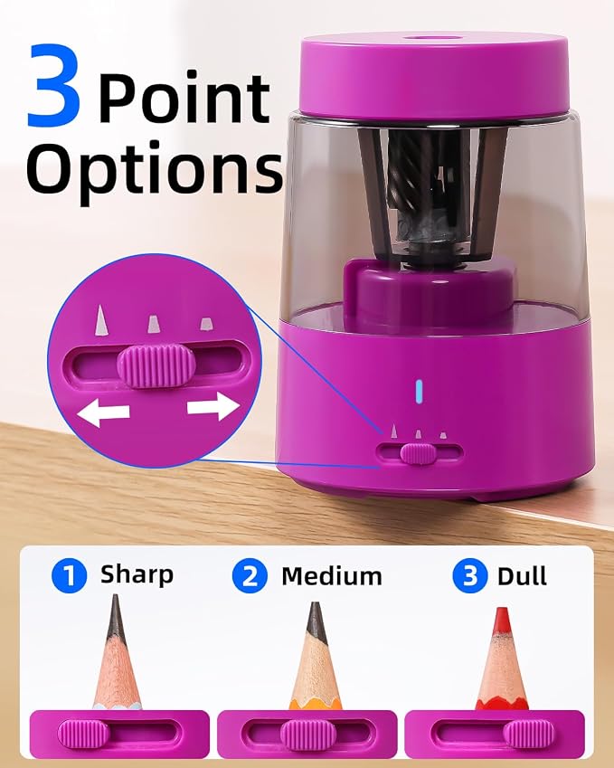 ZMOL Electric Rechargeable Pencil Sharpener, Automatic Colored Pencil Sharpener - Image 3