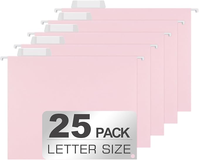 25 Packs Hanging File Folders, Cherry Pink Hanging File Folders Letter Size by Unknown