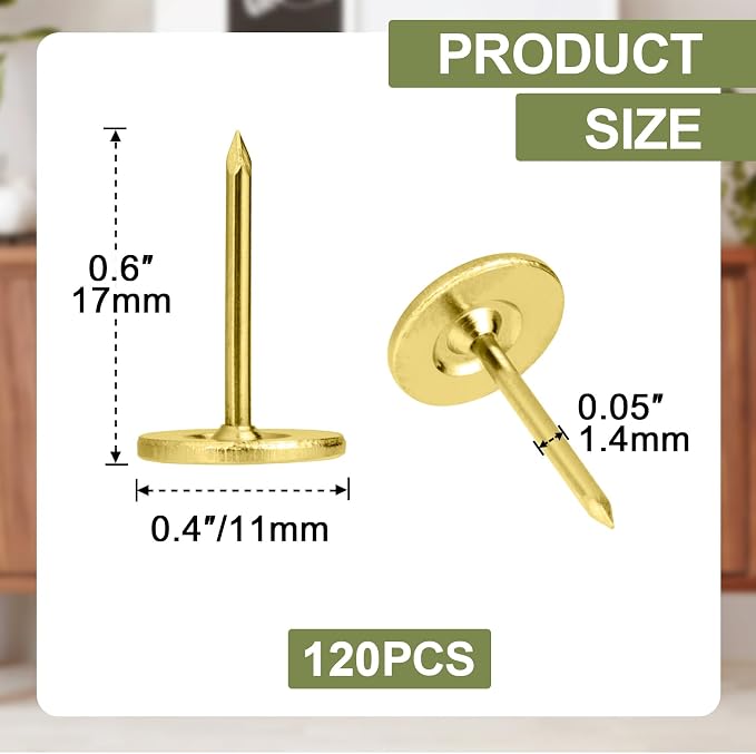 120pcs Flat Head Thumb Tacks for Wall, 0.4" x 0.6" Decorative Wall Pins Nails - Image 2