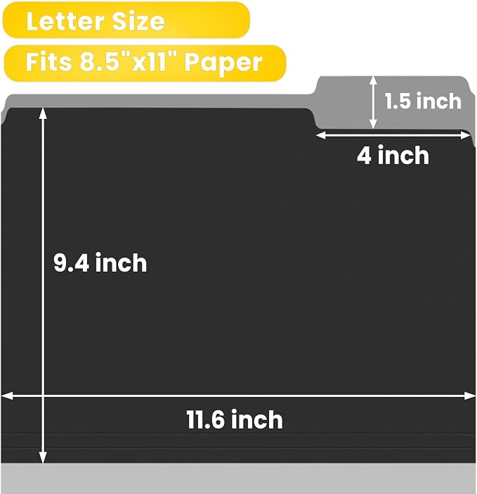 SUNEE File Folders, 18 Pack Manilla Folders 8.5 x 11, 1/3 Cut Tab - Image 2