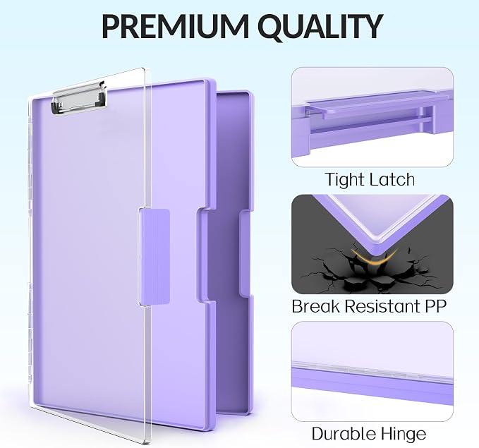 Sooez Clipboard with Storage, Heavy Duty Cleaview Clip Boards 8.5x11 with Dual - Image 4