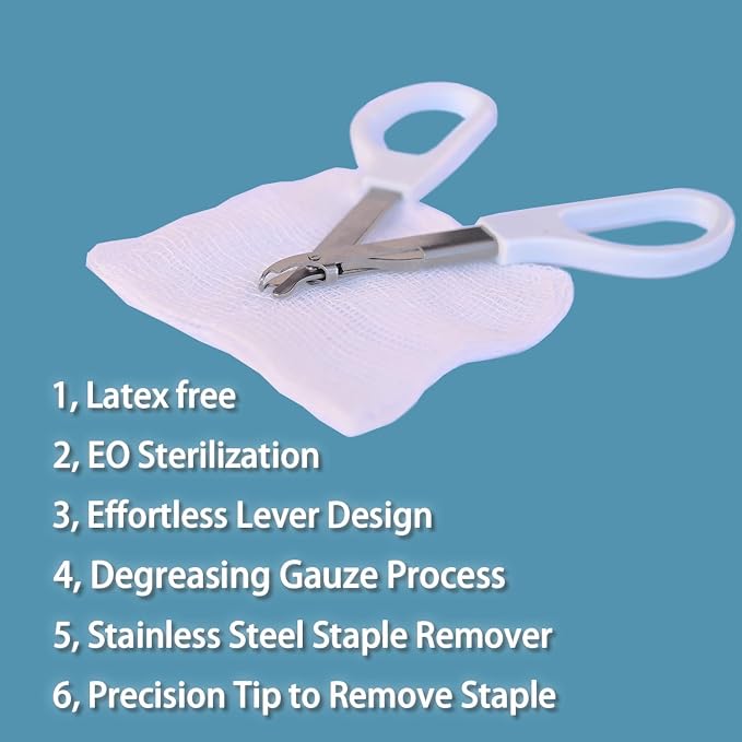Skin Staple Removal Kit, Includes Staple Remover and Gauze Sponge - Image 4