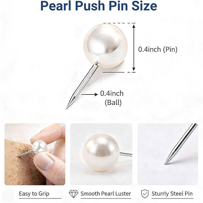 200 Pcs Pearl White Decorative Push Pins - Image 2