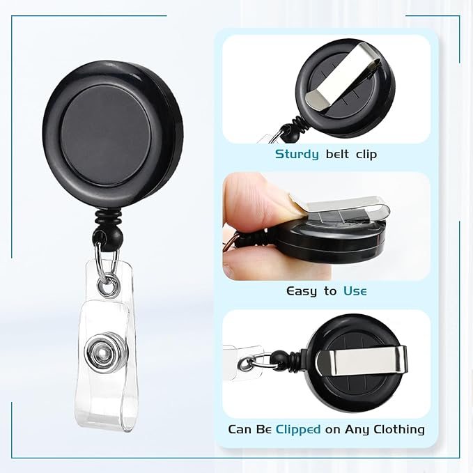 100 Pack Retractable Name Badge Holder Reel - Image 3