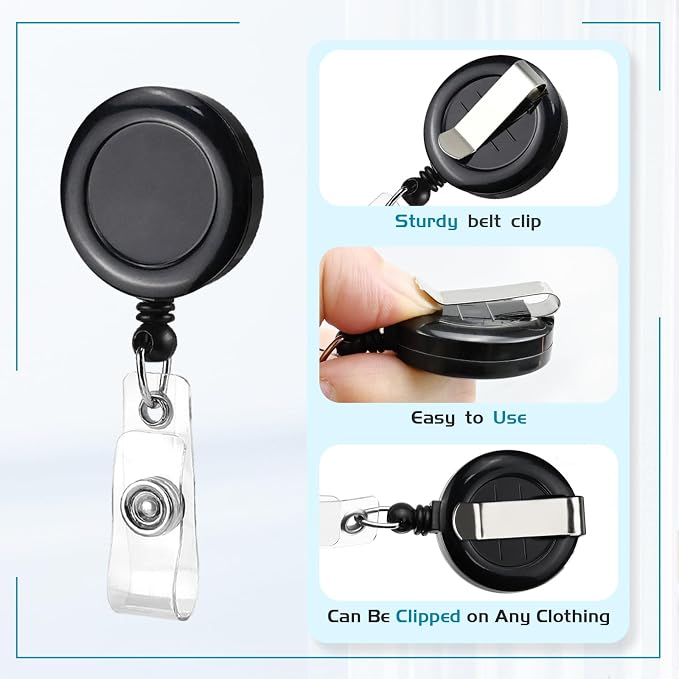 50 Pack Retractable Name Badge Holder Reel - Image 2