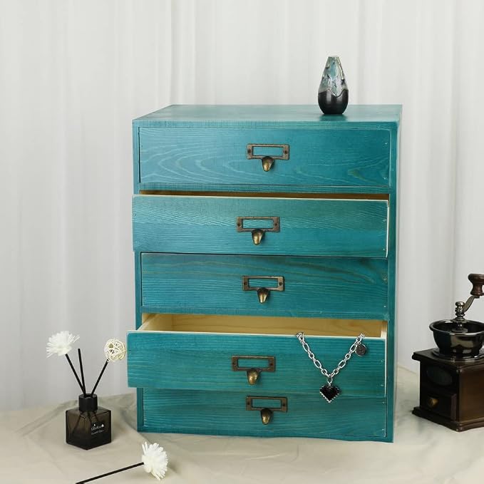 GoooodGIFT Large Wooden Drawers Rustic Desk Organizers and Accessories Wooden - Image 4