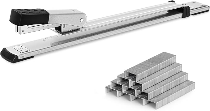 Deli Long Reach Stapler with 1000 Staples, 20 Sheet Capacity, Long Arm Standard by delioffice