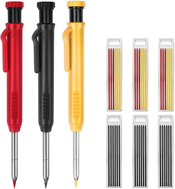 MECHEER 3 Pack Carpenter Pencils Mechanical Pencils by MECHEER