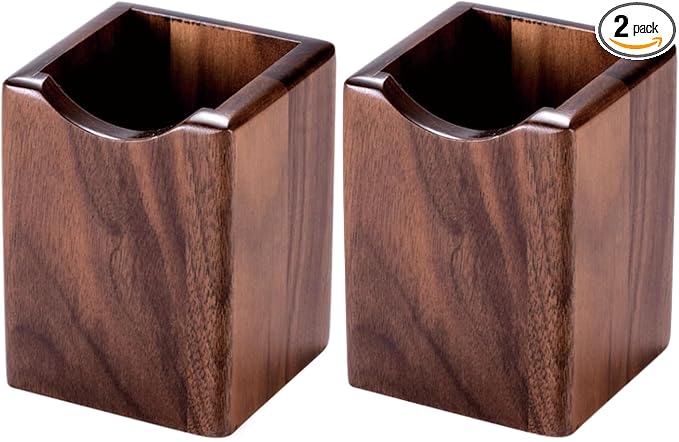 Wooden Pen Holder for Desk, 2 Pack Natural Wood Pencil Cup Holder – Office Desk by UKASALTD
