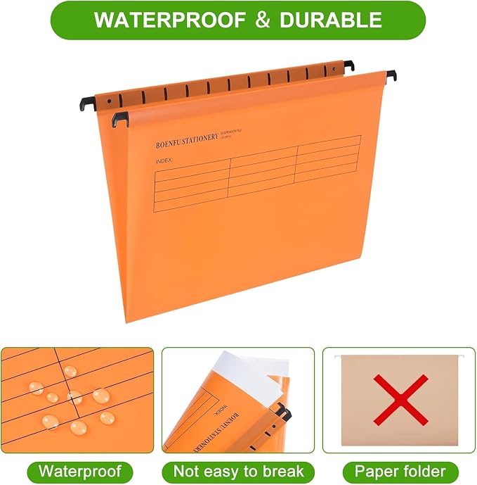 24-Pack Plastic Hanging File Folders Letter Size Expandable | Sturdy Document - Image 5