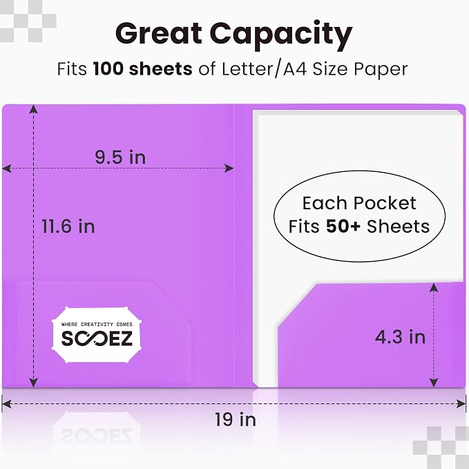 Sooez 6Pack Folders with Pockets, Pastels Colors, Heavy Duty Pocket Folder - Image 4