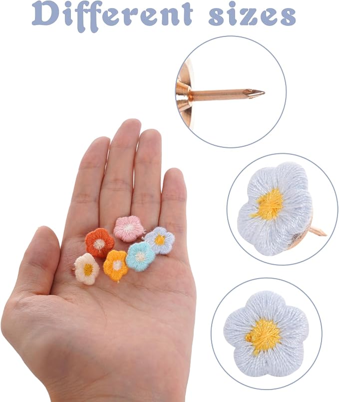 hoyuwak 30pcs Push Pins Cute Decorative Flower Thumb Tacks Bulletin Board Color - Image 2