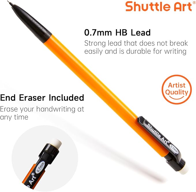 Shuttle Art Mechanical Pencils, 162 Pack Bulk Mechanical Pencils 0.7mm Medium - Image 3