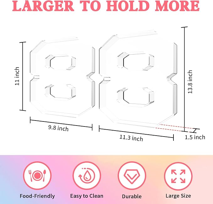 13.8" Acrylic Number Charcuterie Tray, Fillable Number Charcuterie Box - Image 2