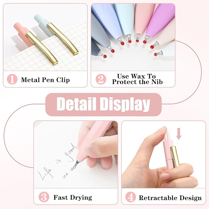 Piochoo Pens Ballpoint, 0.7mm Black Ink Pens, Cute Pen - Image 4