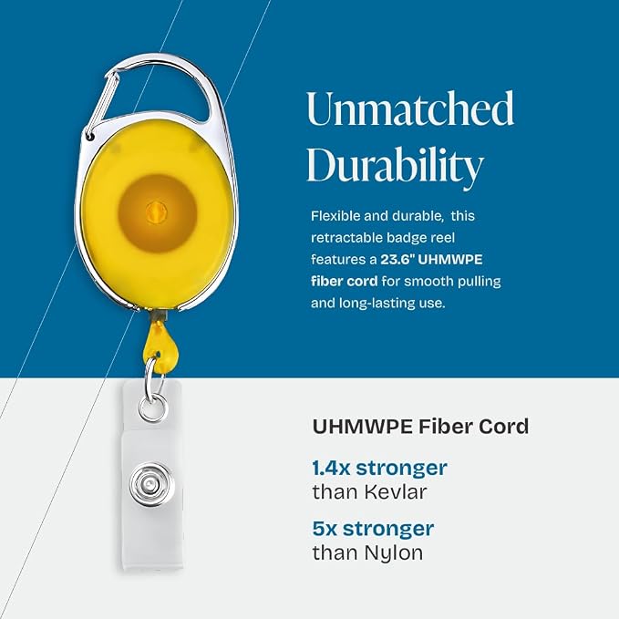 5 Pack Id Badge Holder With Clip – Transparent Yellow Badge Reels with Id - Image 2