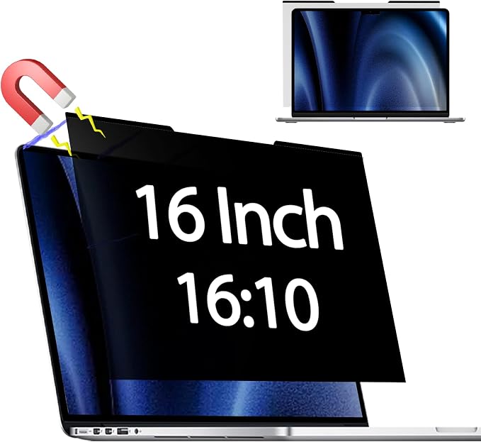 Magnetic Laptop Privacy Screen for 16 Inch 16:10, that Screen Size is 13.57 in by Halloive