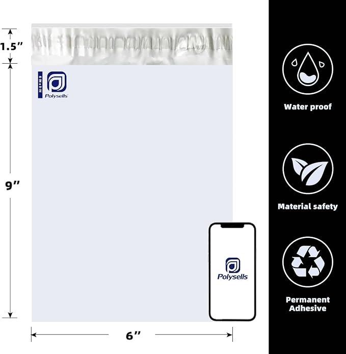 POLYSELLS 200 pcs 6x9 Inches White Poly Mailers Shipping Envelopes, Strong - Image 2