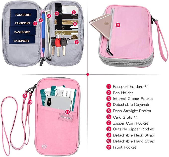 RFID Passport Wallet with Vaccine Card Slot, Family Travel Passport Holder - Image 3