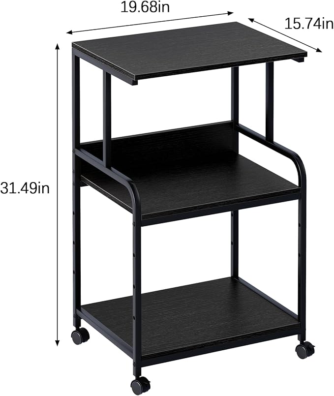Arbuxzuy Printer Stand with Storage Shelf, 3 Tier Printer Cart with Wheels - Image 3