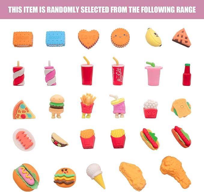 30Pcs 3D Food Erasers for Kids, All are Food Styles, Random Desktop Pets Toys - Image 5