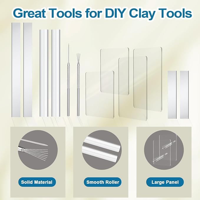 Amrules Clay Tools Kit, Rectangle Shape Acrylic Press Board and Roller Pin - Image 5