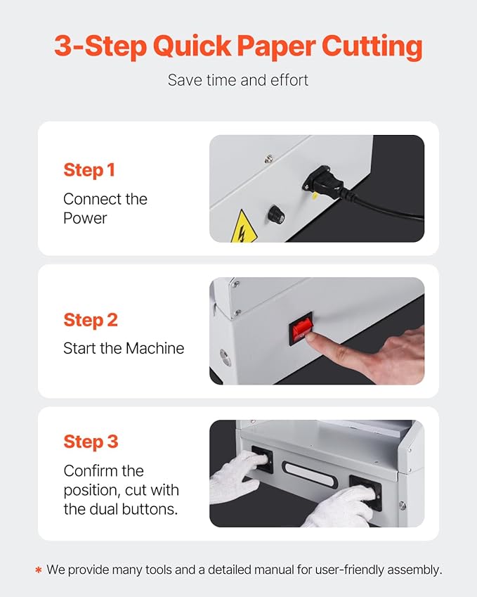 VEVOR Electric Paper Cutter, 300W Heavy Duty Paper Cutter Machine 11.8 in / 330 - Image 6