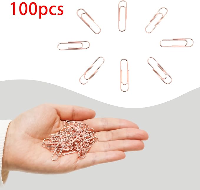 100 Pcs Rose Gold Paper Clips, 1.1 Inch Colorful Paperclips | Colored Paper - Image 4