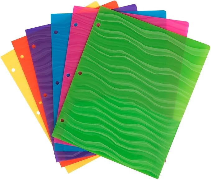 JAM PAPER Heavy Duty Plastic 3 Hole Punch Pocket Folders by JAMPaper