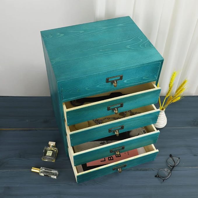 GoooodGIFT Large Wooden Drawers Rustic Desk Organizers and Accessories Wooden - Image 5