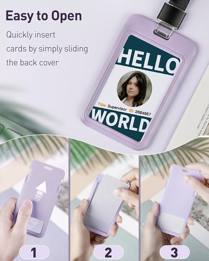 Uniclife 1 Pack Sliding ID Badge Holder Vertical Hard Plastic Case - Image 6