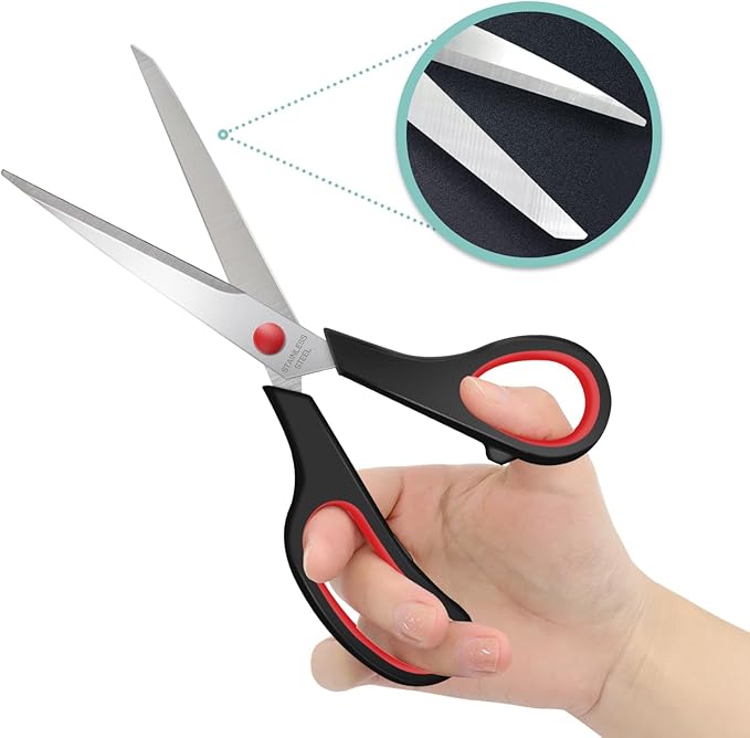 9 Packs 8" Sewing Craft Scissors Bulk, All Purpose Stainless Steel Scissors - Image 5