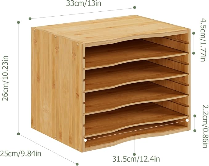 Bamjoy Bamboo 5 Tier Desktop Organizer, Paper Organizer Mail Sorter, File - Image 5