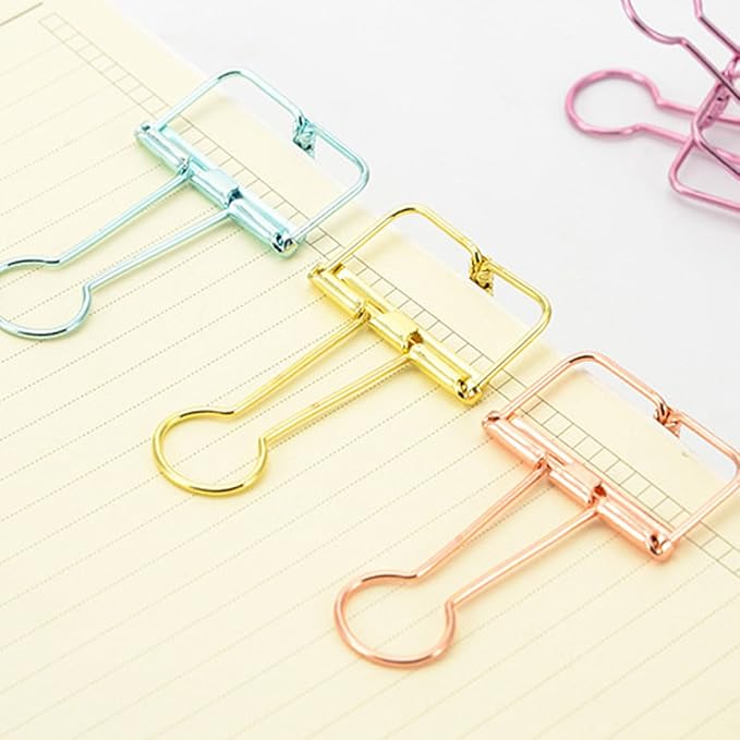 Hollow Out Paper Binder Clip Invoice Bill Clip Office Supplies Pack of 20 - Image 4