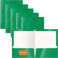Better Office Products 2 Pocket Glossy Laminated Green Paper Folders, Letter by BetterOfficeProducts