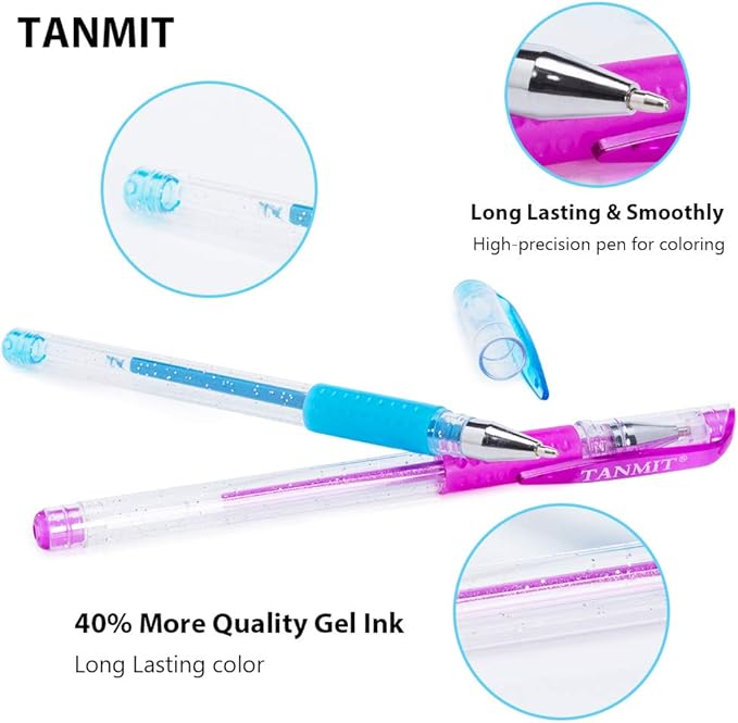 TANMIT Glitter Gel Pens, 33 Colors Neon Glitter Pens Set Gel Art Markers - Image 3
