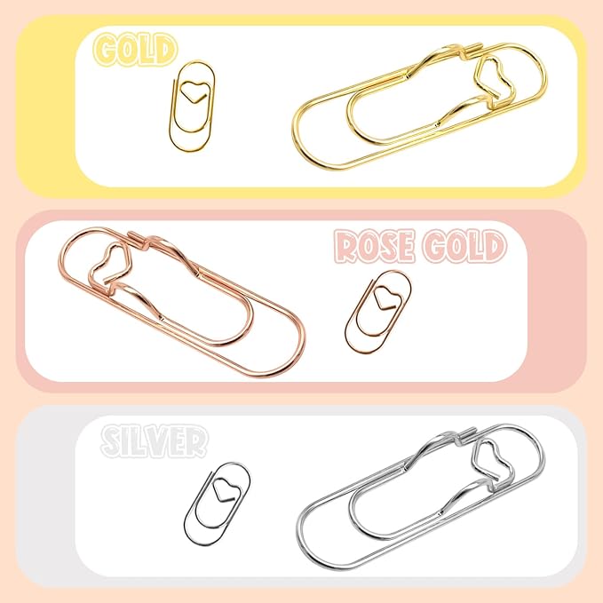 HINGTAI 15Pcs Metal Pen Holder Clip & 30Pcs Paper Clip Set - Image 3