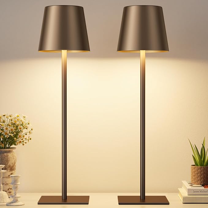 Kakanuo Brown Cordless Rechargeable Table Lamp, 2 Pack Portable Desk Lamp - Image 6