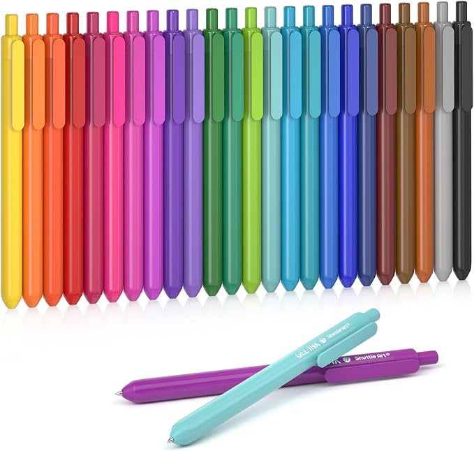 Shuttle Art Colored Retractable Gel Pens, 24 Bright Ink Colors, Cute Pens 0.7mm by ShuttleArt