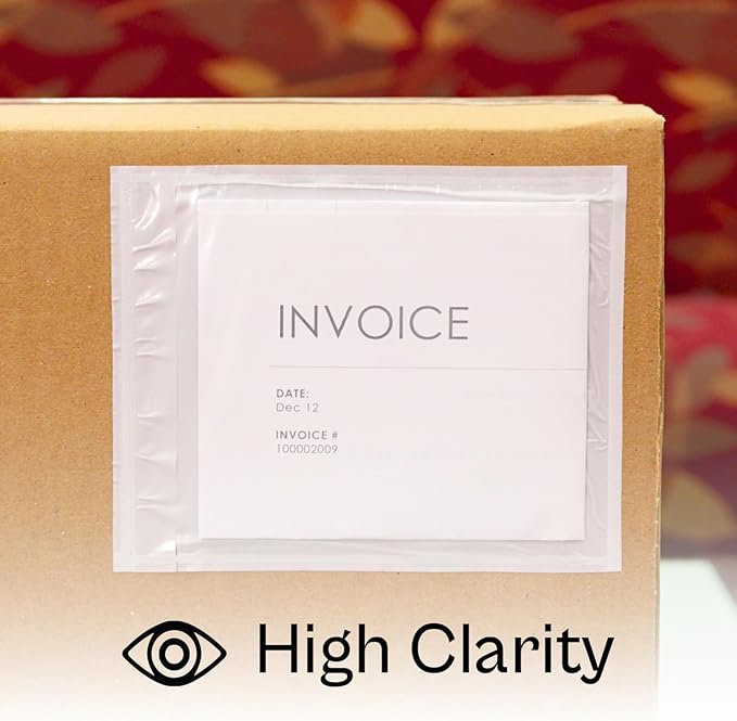 4.5" x 5.5" Clear Packing List Back Side Loading Plain Face Envelopes Pouches - Image 6