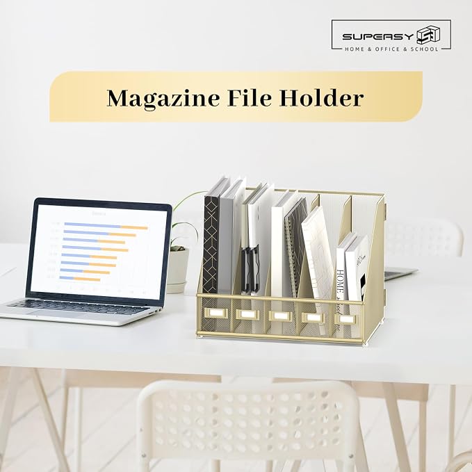 SUPEASY Desk Organizers Metal Desk Magazine File Holder - Image 2