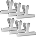 6 Pack Silver Chip Clips, 4.7 inch Stainless Steel Paper Clamps, Round Smooth by komstuon