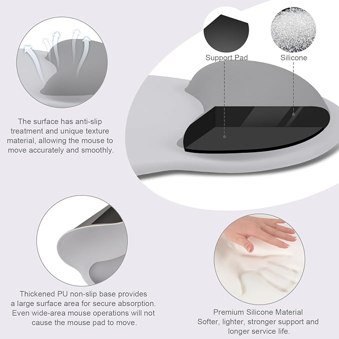 MOSISO Wrist Rest Support for Mouse Pad&Keyboard Set, Circle Curved Ergonomic - Image 2
