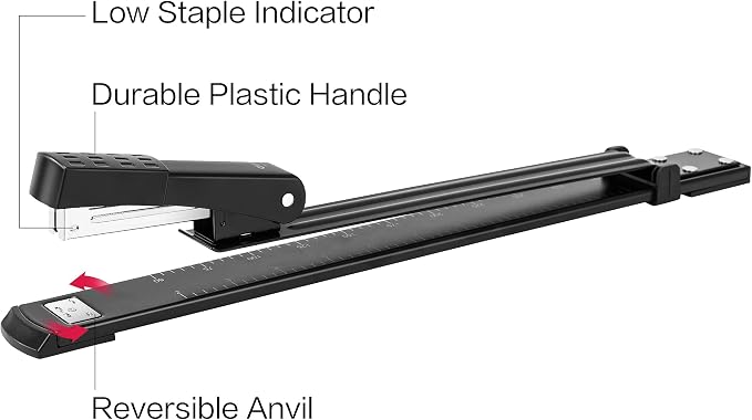 Deli Long Reach Stapler with 1000 Staples, 20 Sheet Capacity, Long Arm Standard - Image 3