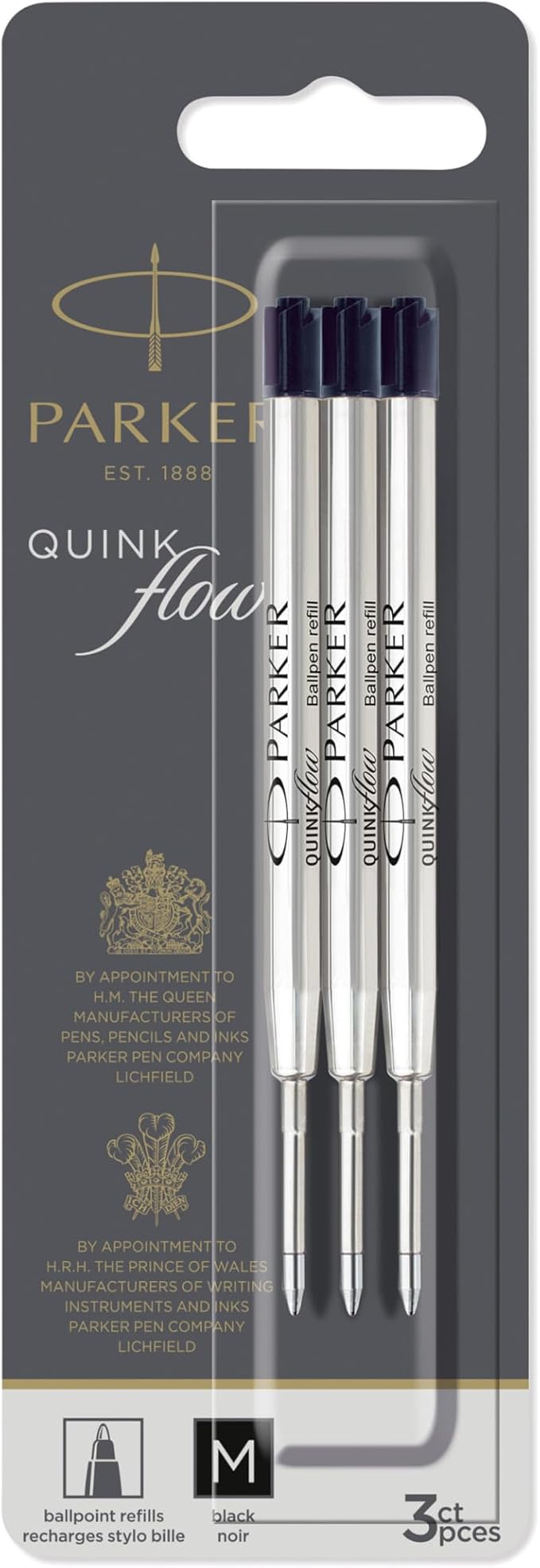 Parker QUINKflow Ballpoint Pen Ink Refills, Medium Tip - Image 8